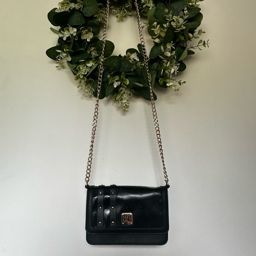 PLAYBOY Black Crossbody Bag with Chain Accent